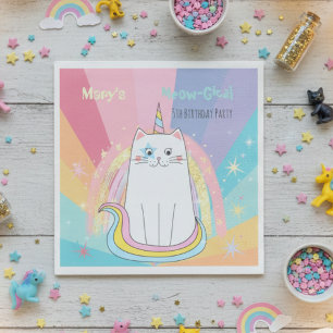 Caticorn Meow-Gical Birthday  Napkin