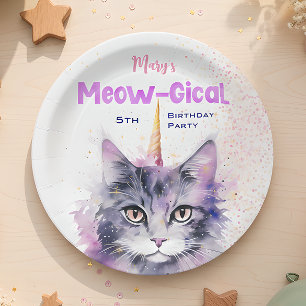 Caticorn Meow-Gical Birthday Paper Plate