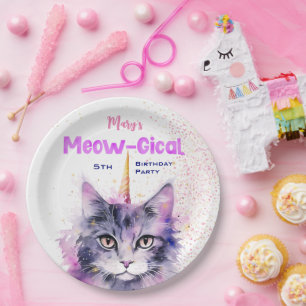Caticorn Meow-Gical Birthday Paper Plate