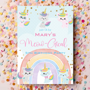 Caticorn Meow-Gical Invitation d'anniversaire