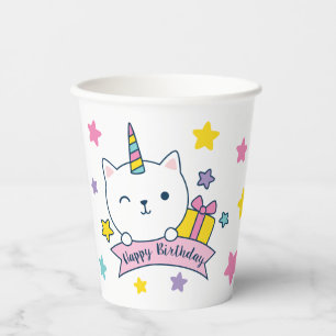 Caticorn Paper Cups White