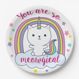 Caticorn Paper Plate White