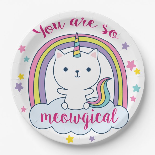 Caticorn | Paper Plate | White (Front)
