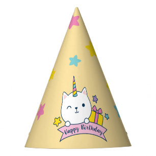 Caticorn Party Hat Yellow