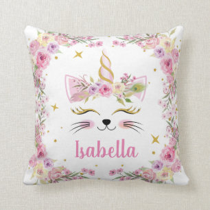 Caticorn personal floral Pillow