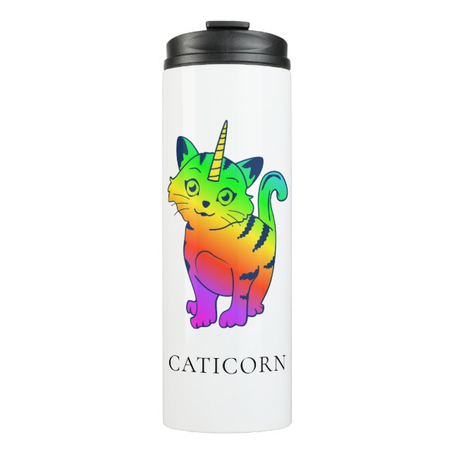 Caticorn Rainbow Unicorn Cat Personalized Thermal Tumbler (Front)
