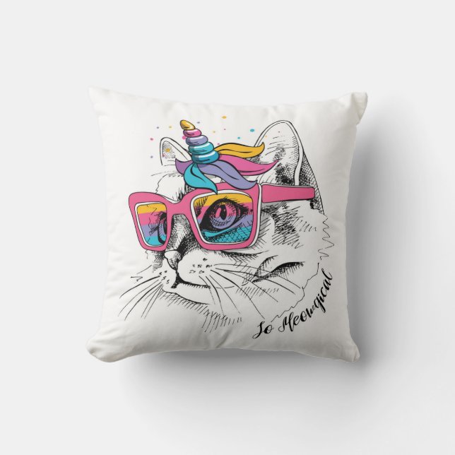 Caticorn | So Meowgical Throw Pillow (Front)