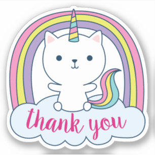 Caticorn Thank You Custom-Cut Vinyl Sticker