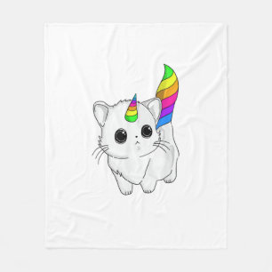Caticorn Tshirt Unicorn Cat Shirt Rainbow Girls Bo Fleece Blanket