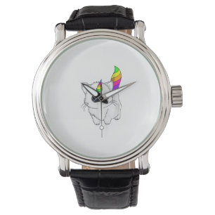 Caticorn Tshirt Unicorn Cat Shirt Rainbow Girls Bo Watch