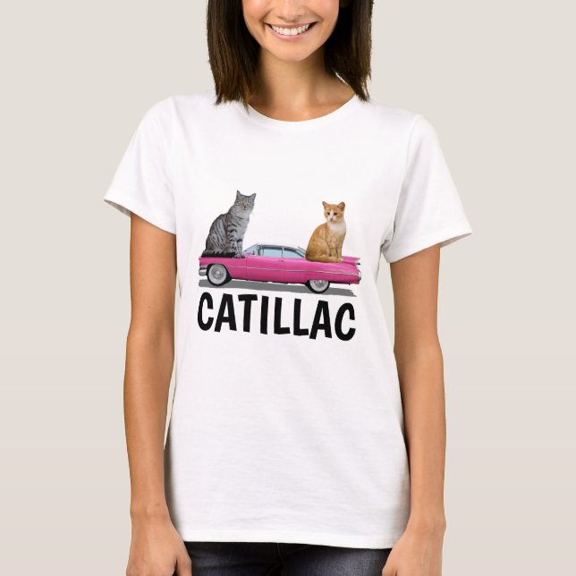 CATILLAC CHAT ROSE CLASSIQUE DE VOITURE T-SHIRTS (Devant)