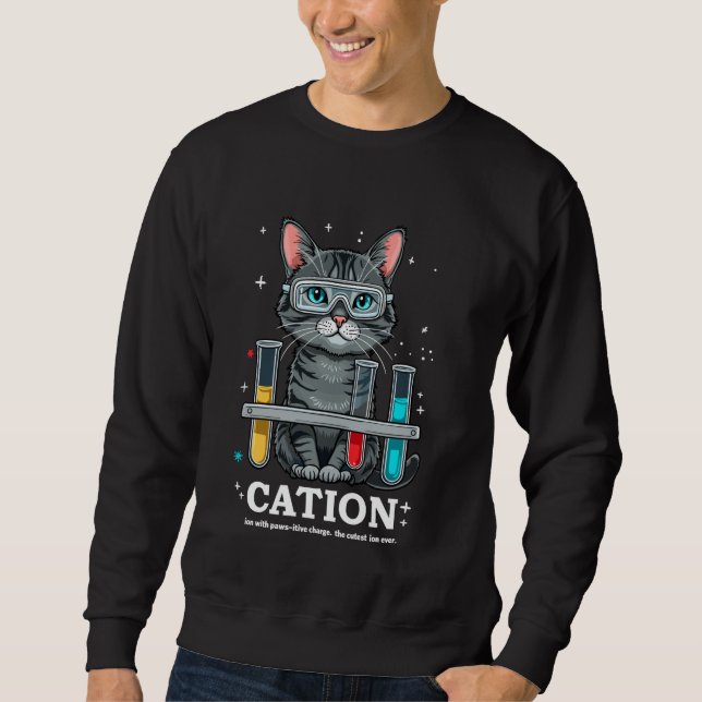 Cation Cat Chemist Funny Science Meme Cats Chemist Sweatshirt (Front)