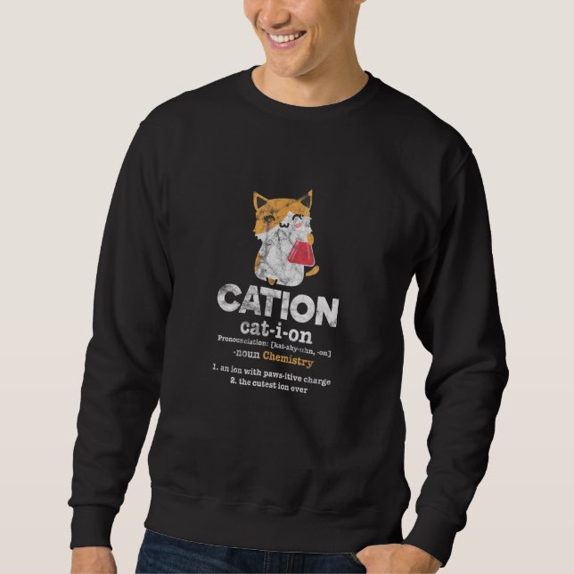 Cation Cat Ion Science Chemistry Definition Distre Sweatshirt (Front)