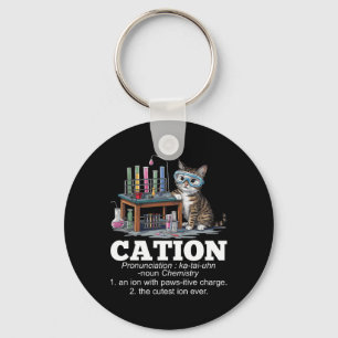 Cation Chemistry Humour Science Teacher Cat Pun Fu Keychain