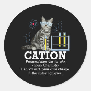 Cation - Funny Chemistry Humour Science Teacher Ca Classic Round Sticker