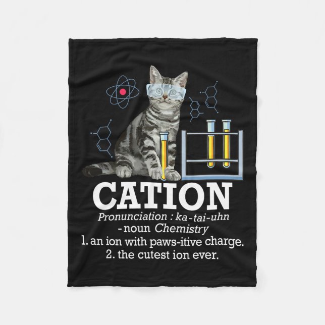 Cation - Funny Chemistry Humour Science Teacher Ca Fleece Blanket (Front)