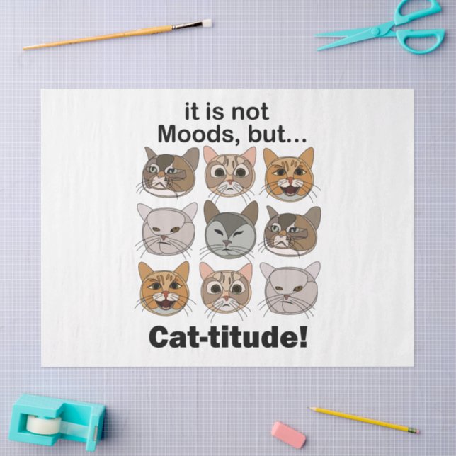 Catitude Cat Moods Cat Lovers Tissue Paper (Craft)