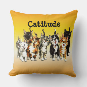 Catitude Cute Kitty Chats Jeter Oreiller