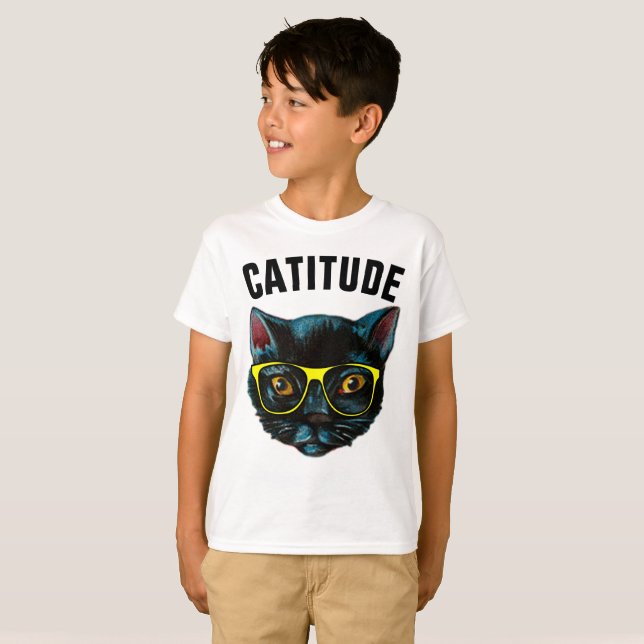 CATITUDE KIDS Funny Cat t-shirts (Front Full)