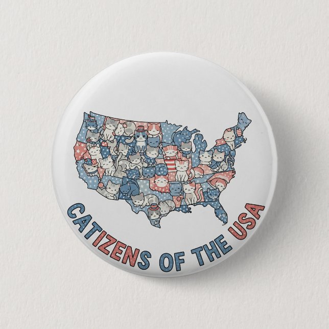 Catizens of the USA – Patriotic Cat Button (Front)