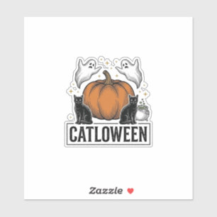 Catloween Black Cat Ghost Halloween Vector Design_