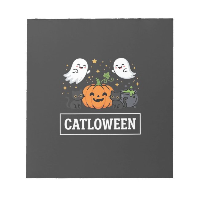Catloween Cute Ghost Cat Halloween Design_1 Notepad (Front)