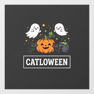 Catloween Cute Ghost Cat Halloween Design_1 Window Cling