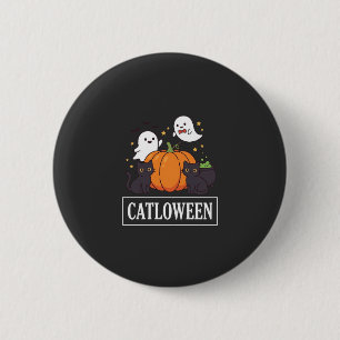 Catloween Funny Halloween Cat Ghost Pumpkin Design 2 Inch Round Button