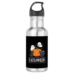 Catloween Funny Halloween Cat Ghost Pumpkin Design 532 Ml Water Bottle