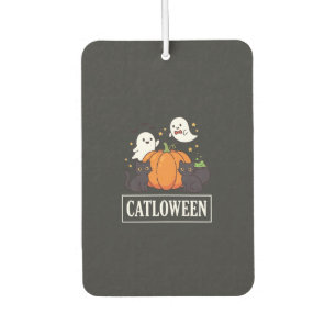 Catloween Funny Halloween Cat Ghost Pumpkin Design Air Freshener