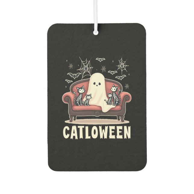 Catloween Ghost Halloween Air Freshener (Front)