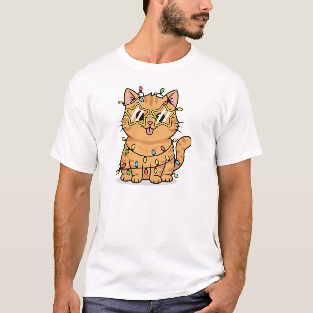 Catmas Mode Activated Funny Cat Christmas Tee (Front)