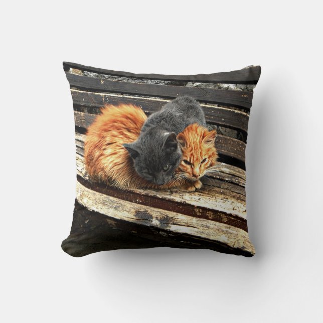 Catnap Cuties Throw Pillow (Front)