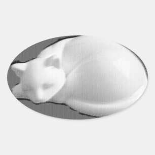 Catnap In Stone Oval Sticker