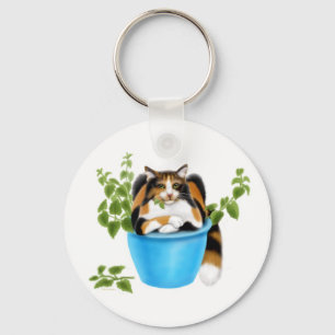 Catnip Chomping Calico Keychain