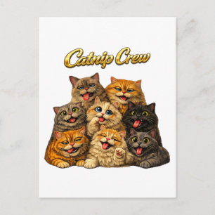 Catnip Crew Cute Silly Goofy Cat Faces Humour Postcard