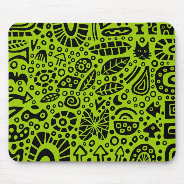 Catnip Dreams - Black on Green 99CC00 Mouse Pad (Front)