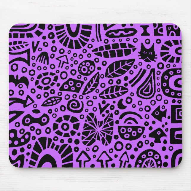 Catnip Dreams - Black on Purple CC66FF Mouse Pad (Front)