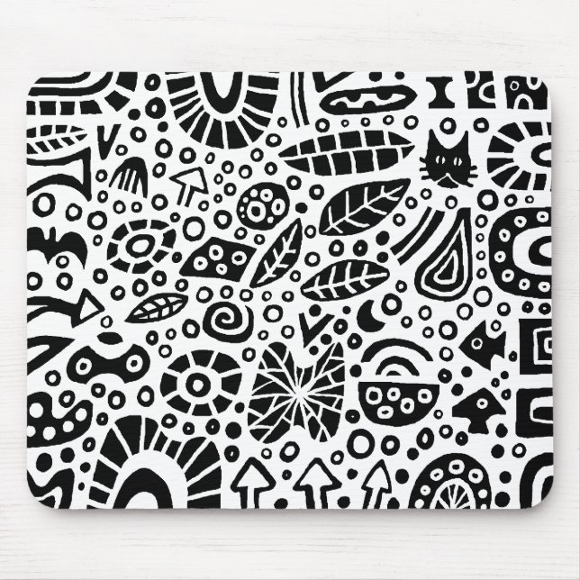 Catnip Dreams - Black on White Mouse Pad (Front)