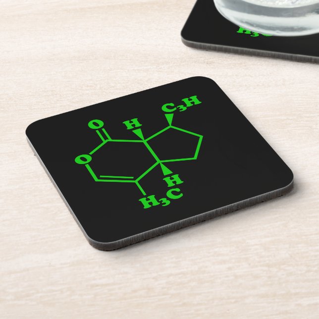 Catnip Nepetalactone Molecular Chemical Formula Coaster (Left Side)