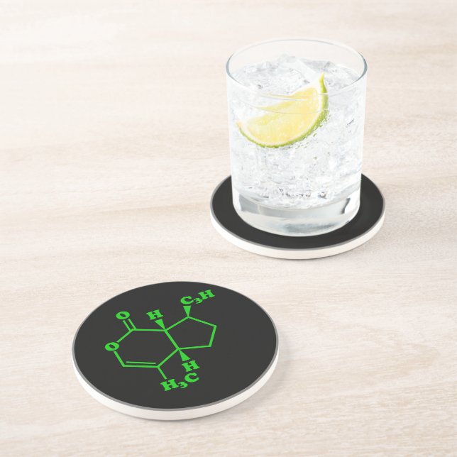 Catnip Nepetalactone Molecular Chemical Formula Coaster (Side)