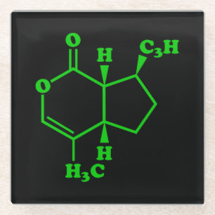 Catnip Nepetalactone Molecular Chemical Formula Glass Coaster