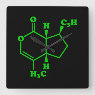 Catnip Nepetalactone Molecular Chemical Formula Square Wall Clock