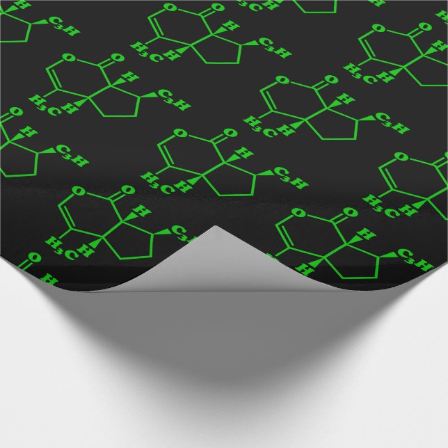 Catnip Nepetalactone Molecular Chemical Formula Wrapping Paper (Corner)