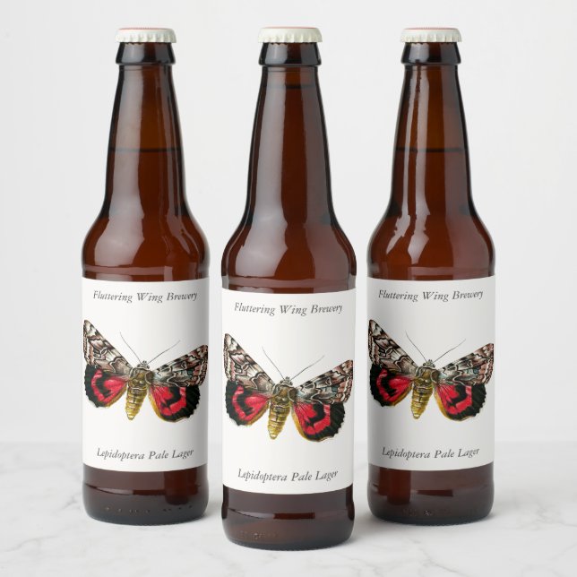 Catocala elocata - The French Red Underwing Moth Beer Bottle Label (Bottles)