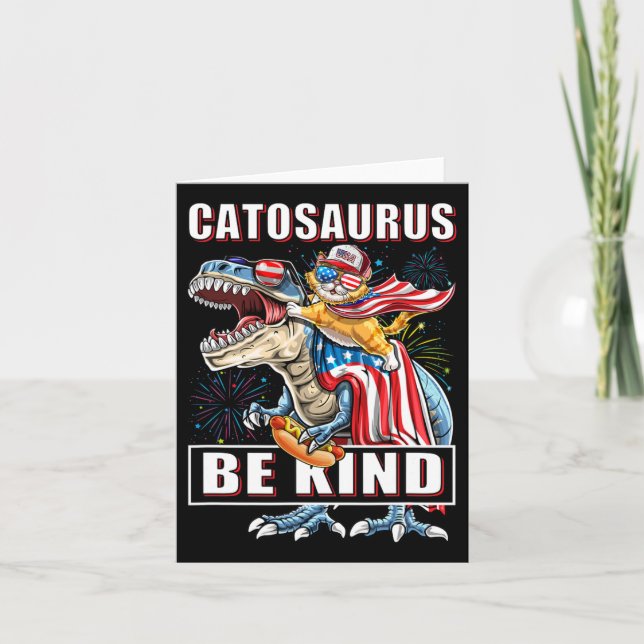 Catosaurus Funny Cat Dinosaur Meowica  Card (Front)