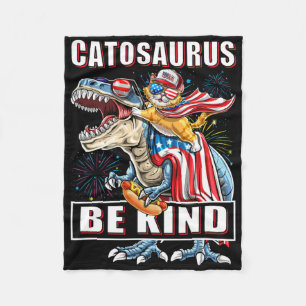 Catosaurus Funny Cat Dinosaur Meowica  Fleece Blanket