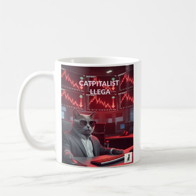 Catpitalist: Comedia de Caída del Mercado Coffee Mug (Left)