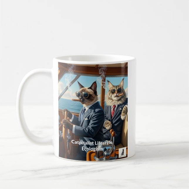 Catpitalist Ecologism: Because Eco-Friendly Yachts Coffee Mug (Left)