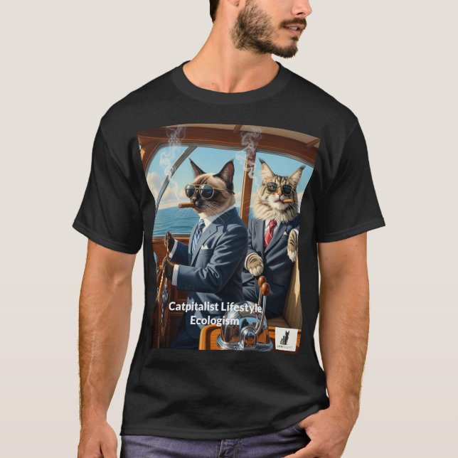 Catpitalist Ecologism: Because Eco-Friendly Yachts T-Shirt (Front)